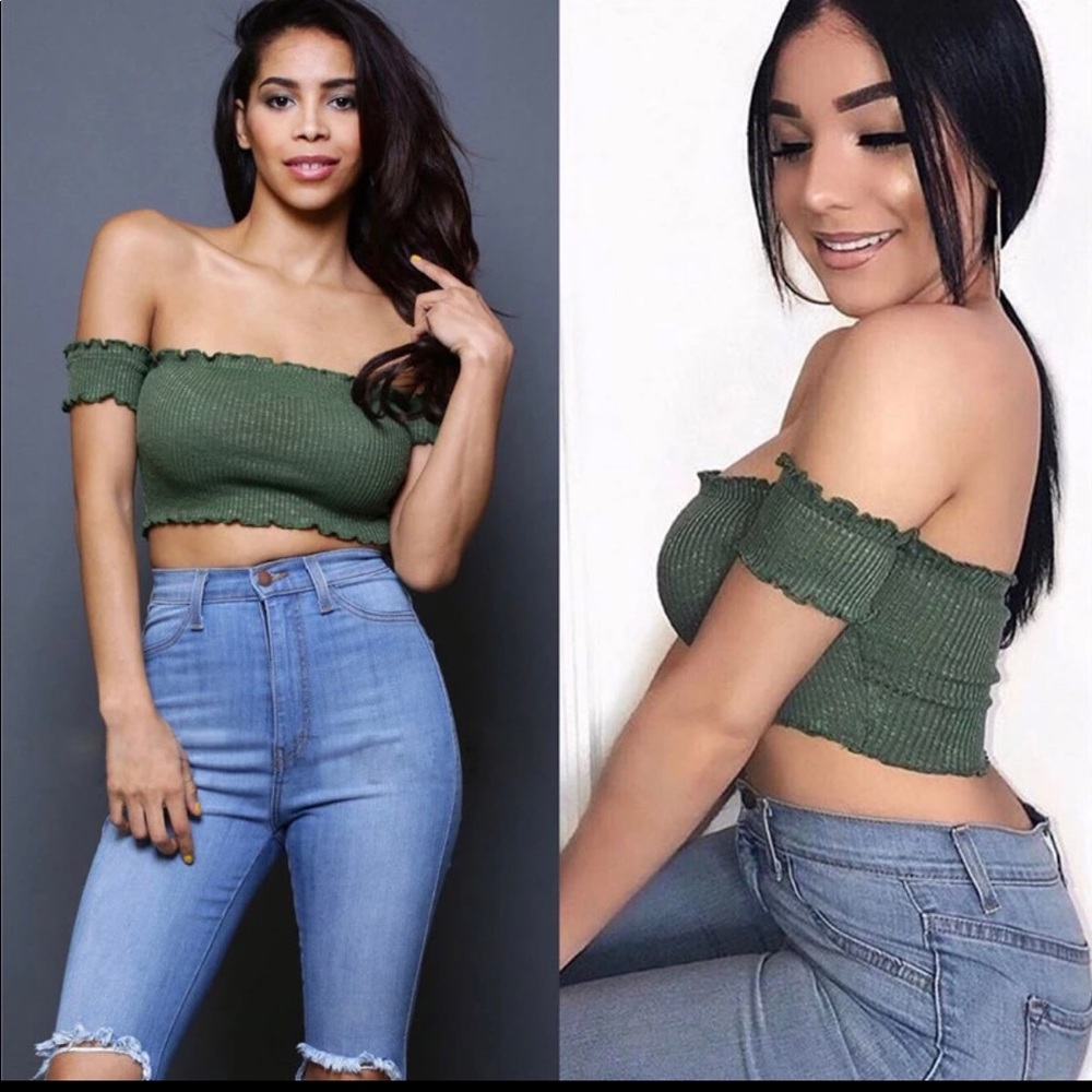 Olive green crop top